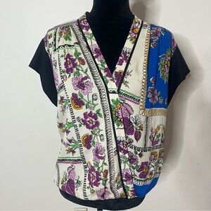 Anthropologie Tiny‎ Women’s Cara V~Neck Mixed Floral Print Wrap Blouse Top Sz M